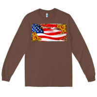 Chestnut usa flag and sunflower license plate Long Sleeve Tee - HRA Design Shop