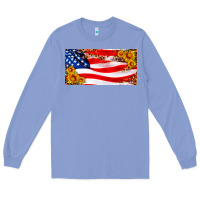 Colony Blue usa flag and sunflower license plate Long Sleeve Tee - HRA Design Shop