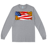 Heather Grey usa flag and sunflower license plate Long Sleeve Tee - HRA Design Shop