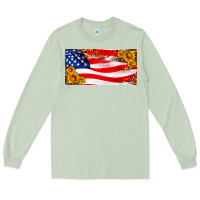 Matcha usa flag and sunflower license plate Long Sleeve Tee - HRA Design Shop