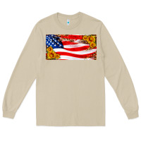 Mushroom usa flag and sunflower license plate Long Sleeve Tee - HRA Design Shop