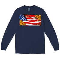 Navy usa flag and sunflower license plate Long Sleeve Tee - HRA Design Shop