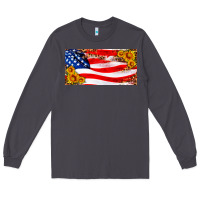 Smoke usa flag and sunflower license plate Long Sleeve Tee - HRA Design Shop