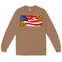 Toasted Coconut usa flag and sunflower license plate Long Sleeve Tee - HRA Design Shop