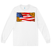 White usa flag and sunflower license plate Long Sleeve Tee - HRA Design Shop