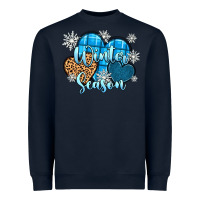 Navy snow hearts winter season Heavyweight Sweatshirt - Zillion Design Studio