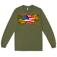 Army Green usa flag and cactus license plate Long Sleeve Tee - HRA Design Shop