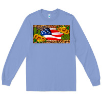 Colony Blue usa flag and cactus license plate Long Sleeve Tee - HRA Design Shop