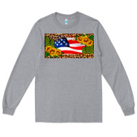 Heather Grey usa flag and cactus license plate Long Sleeve Tee - HRA Design Shop
