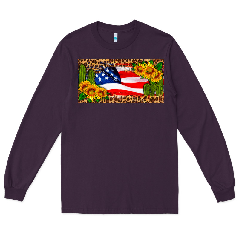 Usa Flag And Cactus License Plate Long Sleeve Tee by HRA Design Shop | Teevron