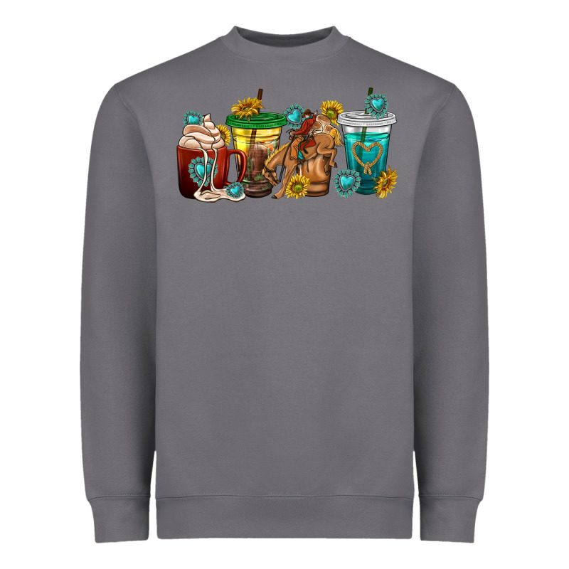 Western Rodeo Coffee Cup Heavyweight Sweatshirt by texasbilliewilder | Teevron