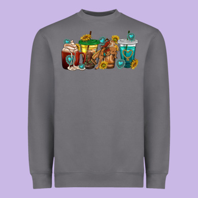 Western Rodeo Coffee Cup Heavyweight Sweatshirt Designed By Texasbilliewilder