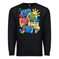 Black autism cassette tapes Premium Sweatshirt - MaliasSmallBusiness