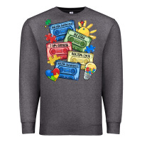 Charcoal Heather autism cassette tapes Premium Sweatshirt - MaliasSmallBusiness
