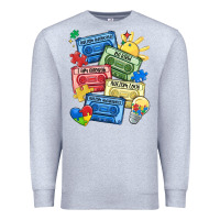 Heather Grey autism cassette tapes Premium Sweatshirt - MaliasSmallBusiness