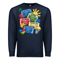 Navy autism cassette tapes Premium Sweatshirt - MaliasSmallBusiness