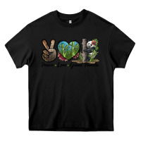 Black Peace Love Giant Panda Heavy Core Tee - LillyAllenDesigns