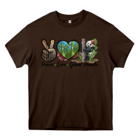 Chocolate Brown Peace Love Giant Panda Heavy Core Tee - LillyAllenDesigns