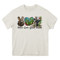Cream Peace Love Giant Panda Heavy Core Tee - LillyAllenDesigns