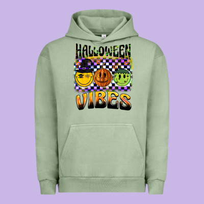 Halloween Vibes Smiley Face Urban Hoodie Designed By Barkaloodesign