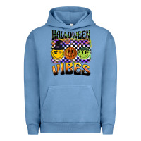 Pigment Pebble Blue halloween vibes smiley face Urban Hoodie - BarkalooDesign