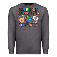 Charcoal Heather everyone communicates differently Premium Sweatshirt - MaliasSmallBusiness