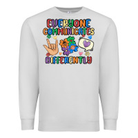 Dove Grey everyone communicates differently Premium Sweatshirt - MaliasSmallBusiness