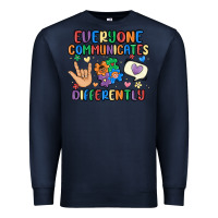 Navy everyone communicates differently Premium Sweatshirt - MaliasSmallBusiness