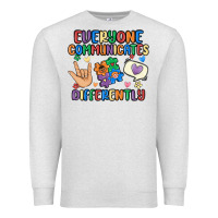Oatmeal Heather everyone communicates differently Premium Sweatshirt - MaliasSmallBusiness
