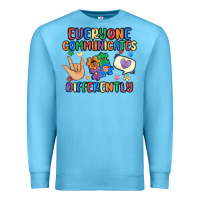 Ocean Blue everyone communicates differently Premium Sweatshirt - MaliasSmallBusiness