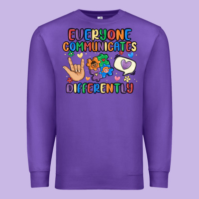 Everyone Communicates Differently Premium Sweatshirt Designed By Maliassmallbusiness