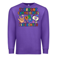 Purple everyone communicates differently Premium Sweatshirt - MaliasSmallBusiness