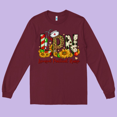 Christmas Lpn Licensed Practical Nurse Long Sleeve Tee Designed By Fadigitalartstudio