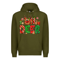 Army Green Oh deer Reindeer Premium Hoodie - NancyCooperArtShop