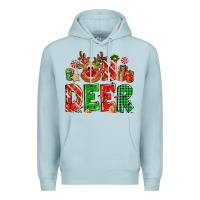 Blue Mist Oh deer Reindeer Premium Hoodie - NancyCooperArtShop