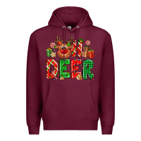 Burgundy Oh deer Reindeer Premium Hoodie - NancyCooperArtShop