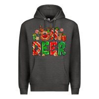 Charcoal Heather Oh deer Reindeer Premium Hoodie - NancyCooperArtShop