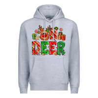 Heather Grey Oh deer Reindeer Premium Hoodie - NancyCooperArtShop