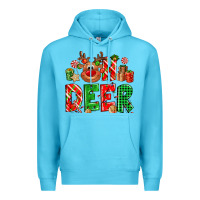 Ocean Blue Oh deer Reindeer Premium Hoodie - NancyCooperArtShop