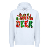 White Oh deer Reindeer Premium Hoodie - NancyCooperArtShop