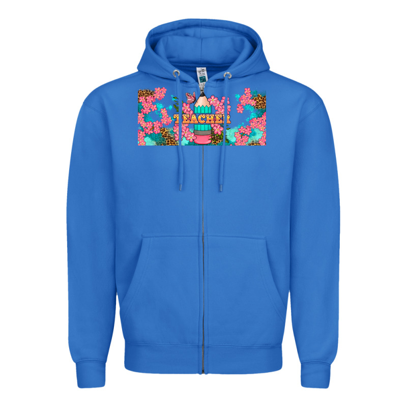 Teacher Floral Pencil Libbey Glass Zipper Hoodie by BundleAndBundleShop | Teevron