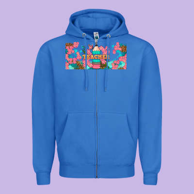 Teacher Floral Pencil Libbey Glass Zipper Hoodie Designed By Bundleandbundleshop