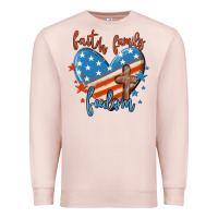 Pale Pink faith family freedom Premium Sweatshirt - MaliasSmallBusiness