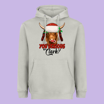 You Serious Clark Highland Cow Heavyweight Hoodie Designed By Jasminsmagicworld