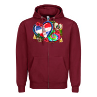 Burgundy western leopard  dominican republic  hearts Zipper Hoodie - AdoDesignShop