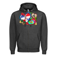 Charcoal Heather western leopard  dominican republic  hearts Zipper Hoodie - AdoDesignShop