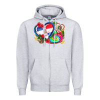 Heather Grey western leopard  dominican republic  hearts Zipper Hoodie - AdoDesignShop