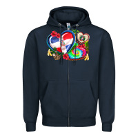 Navy western leopard  dominican republic  hearts Zipper Hoodie - AdoDesignShop