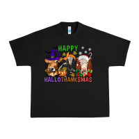 Black happy hallothanksmas with cow Urban Heavy Tee - texasbilliewilder