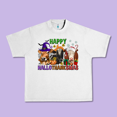 Happy Hallothanksmas With Cow Urban Heavy Tee Designed By Texasbilliewilder